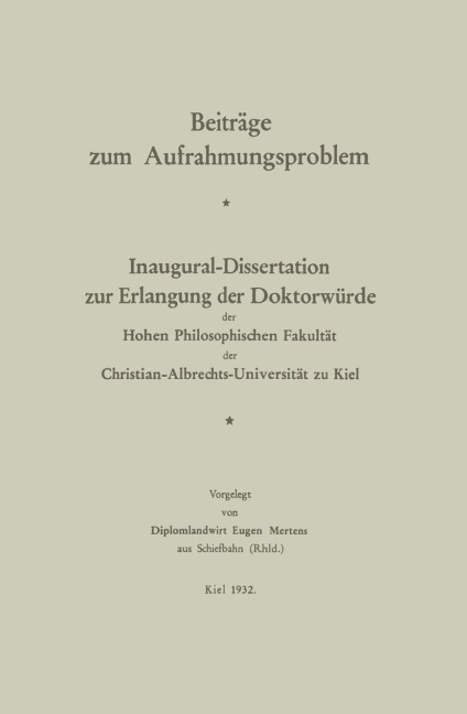 Beiträge zum Aufrahmungsproblem - Eugen Mertens
