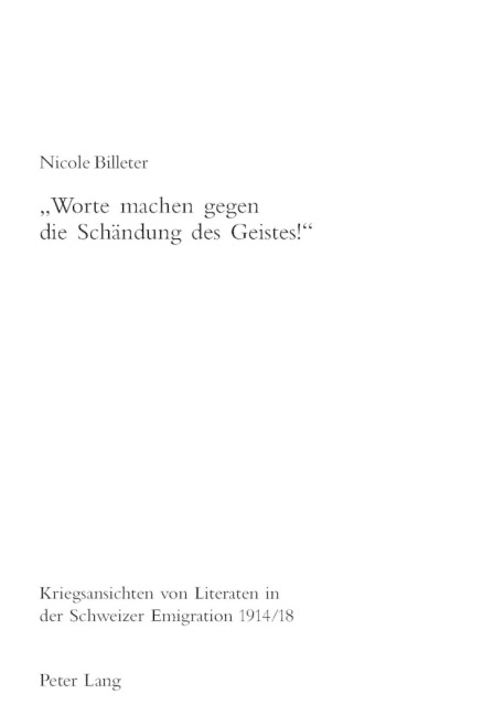 'Worte machen gegen die Schändung des Geistes!' - Nicole Billeter