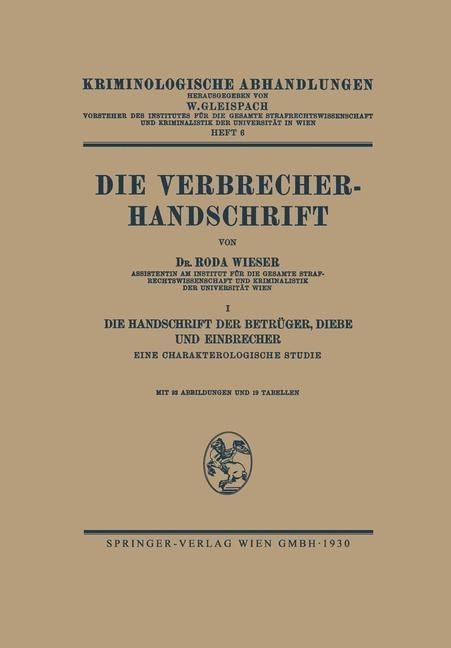 Die Verbrecher-Handschrift - Roda J. Wieser