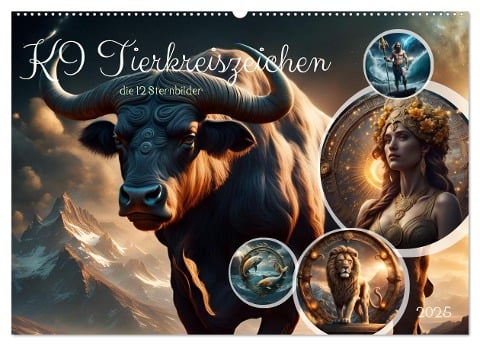 KI Tierkreiszeichen (Wandkalender 2025 DIN A2 quer), CALVENDO Monatskalender - Claudia Schimmack