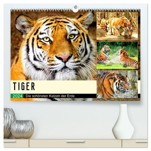 Tiger. Die schönsten Katzen der Erde (hochwertiger Premium Wandkalender 2024 DIN A2 quer), Kunstdruck in Hochglanz - Rose Hurley