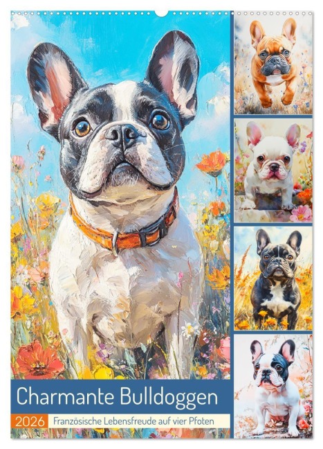 Charmante Bulldoggen. Französische Lebensfreude auf vier Pfoten (Wandkalender 2026 DIN A2 hoch), CALVENDO Monatskalender - Rose Hurley