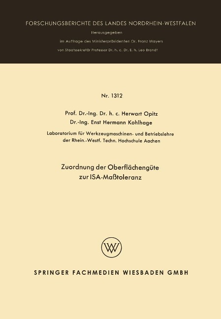 Zuordnung der Oberflächengüte zur ISA-Maßtoleranz - Herwart Opitz