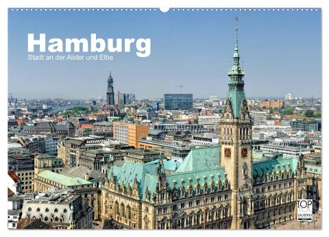 Hamburg Stadt an der Alster und Elbe (Wandkalender 2024 DIN A2 quer), CALVENDO Monatskalender - Andreas Voigt