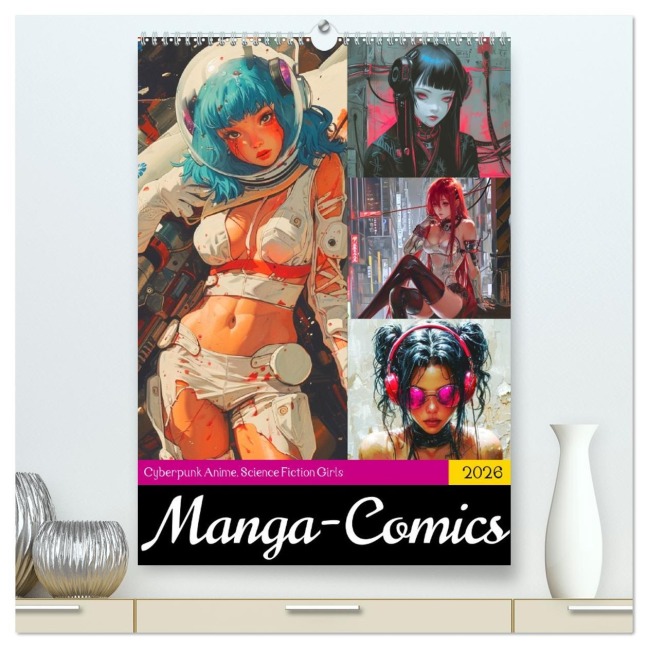 Manga-Comics. Cyberpunk Anime. Science Fiction Girls (hochwertiger Premium Wandkalender 2026 DIN A2 hoch), Kunstdruck in Hochglanz - Rose Hurley