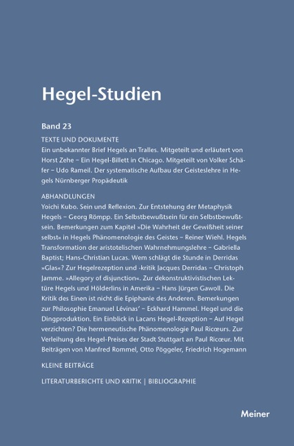 Hegel-Studien Band 23 - 