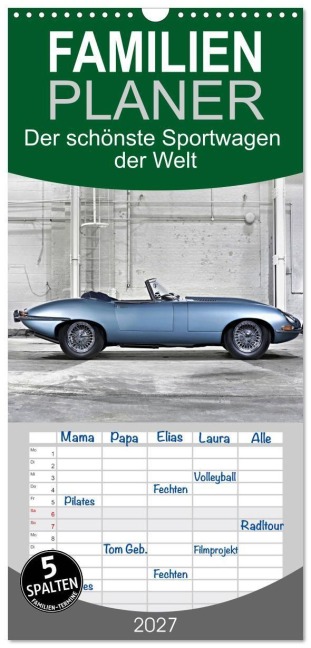 Familienplaner 2027 - Der schönste Sportwagen der Welt mit 5 Spalten (Wandkalender, 21 x 45 cm) CALVENDO - Insideportugal