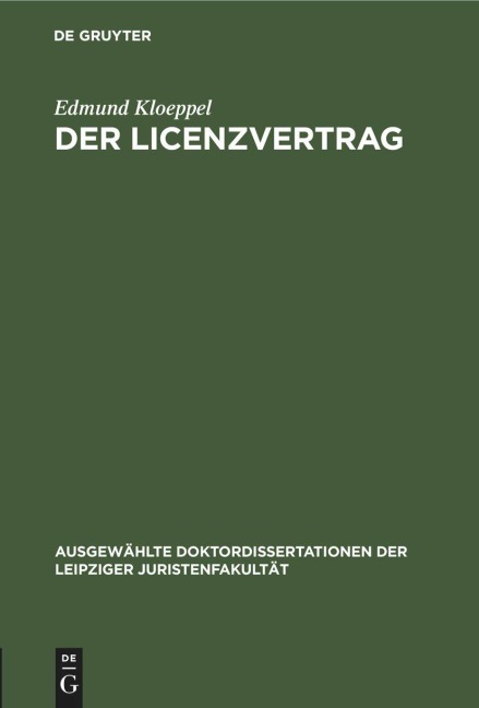 Der Licenzvertrag - Edmund Kloeppel