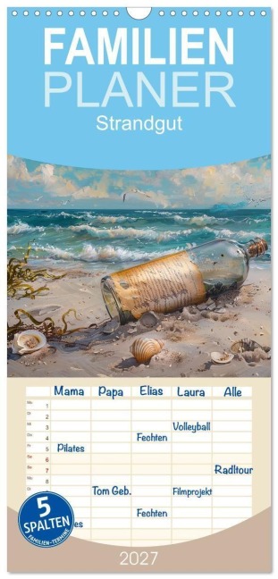 Familienplaner 2027 - Strandgut mit 5 Spalten (Wandkalender, 21 x 45 cm) CALVENDO - Cathrin Illgen