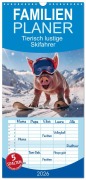 Familienplaner 2026 - Tierisch lustige Skifahrer mit 5 Spalten (Wandkalender, 21 x 45 cm) CALVENDO - Peter Rübsamen