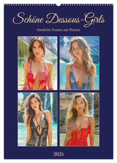 Schöne Dessous-Girls. Sinnliche Frauen am Wasser (Wandkalender 2025 DIN A2 hoch), CALVENDO Monatskalender - Rose Hurley