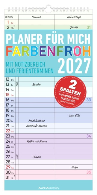 Planer für mich Farbenfroh 2027 - 
