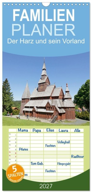 Familienplaner 2027 - Der Harz und sein Vorland mit 5 Spalten (Wandkalender, 21 x 45 cm) CALVENDO - Siegfried Kuttig