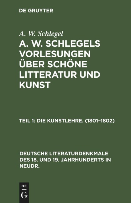 Die Kunstlehre. (1801-1802) - A. W. Schlegel