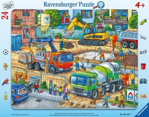 Ravensburger Kinderpuzzle - 05142 Auf der Baustelle ist was los! - Rahmenpuzzle für Kinder ab 4 Jahren, mit 24 Teilen - 