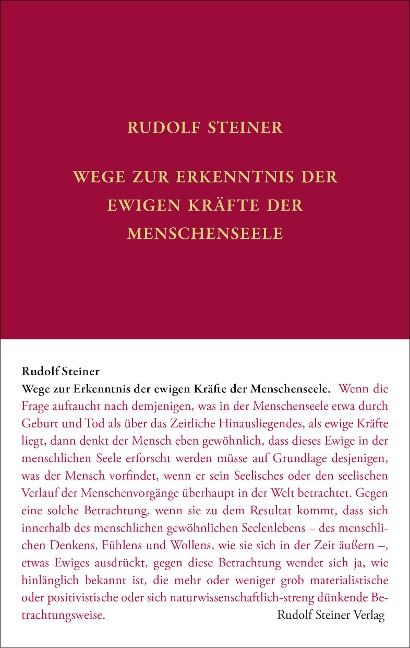Wege zur Erkenntnis der ewigen Kräfte der Menschenseele - Rudolf Steiner