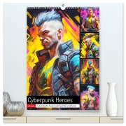 Cyberpunk Heroes. Futuristische Fusion von Technik und Kunst (hochwertiger Premium Wandkalender 2026 DIN A2 hoch), Kunstdruck in Hochglanz - Rose Hurley