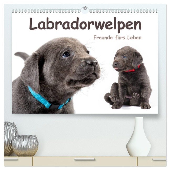 Labradorwelpen - Freunde fürs Leben (hochwertiger Premium Wandkalender 2026 DIN A2 quer), Kunstdruck in Hochglanz - Photodesign Krätschmer