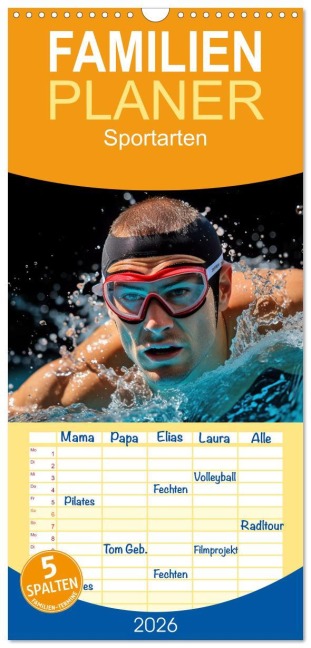 Familienplaner 2026 - Sportarten mit 5 Spalten (Wandkalender, 21 x 45 cm) CALVENDO - Steffen Gierok-Latniak