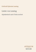Cover-Bild zum Titel 'Lieder von Lessing' von 'Gotthold Ephraim Lessing'