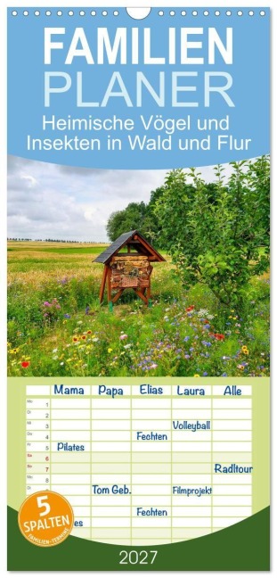 Familienplaner 2027 - Heimische Vögel und Insekten in Wald und Flur mit 5 Spalten (Wandkalender, 21 x 45 cm) CALVENDO - Thilo Seidel