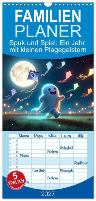 Familienplaner 2027 - Spuk und Spiel: Ein Jahr mit kleinen Plagegeistern mit 5 Spalten (Wandkalender, 21 x 45 cm) CALVENDO - Artefacti Artefacti