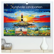 Cover-Bild zum Titel 'Kunstvolle Landpartien - Farbenfrohe Naturmomente im Textilstil (hochwertiger Premium Wandkalender 2026 DIN A2 quer), Kunstdruck in Hochglanz' von 'Anja Frost'