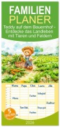 Familienplaner 2026 - Teddy auf dem Bauernhof - Entdecke das Landleben mit Tieren und Feldern mit 5 Spalten (Wandkalender, 21 x 45 cm) CALVENDO - Anja Frost