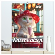 Naschkatzen - Süße Samtpfoten auf Kalorienjagd (hochwertiger Premium Wandkalender 2026 DIN A2 hoch), Kunstdruck in Hochglanz - Renaissance Soul