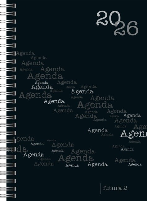 rido/idé 7021105906 | Buchkalender Mod. futura 2 2026 | A5, Kunststoff, schwarz - 