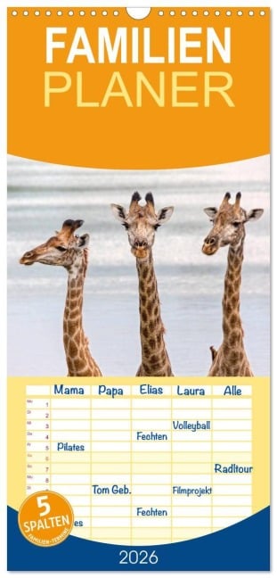 Familienplaner 2026 - Afrikas Tierwelt: Giraffen mit 5 Spalten (Wandkalender, 21 x 45 cm) CALVENDO - Michael Voß