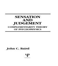 Sensation and Judgment - John C. Baird