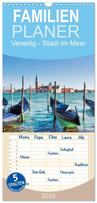 Familienplaner 2026 - Venedig - Stadt im Meer mit 5 Spalten (Wandkalender, 21 x 45 cm) CALVENDO - Klaus Kolfenbach