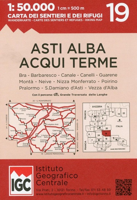 Wanderkarte 19 Asti Alba Acqui Terme 1:50 000 - 