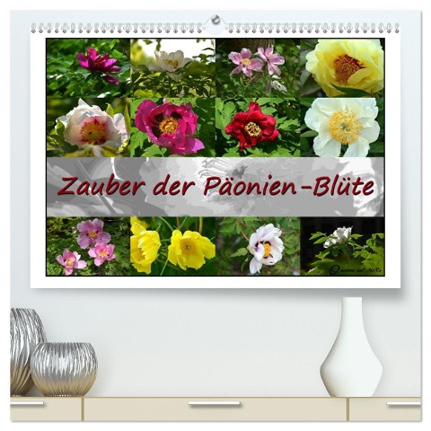 Zauber der Päonien-Blüte (hochwertiger Premium Wandkalender 2024 DIN A2 quer), Kunstdruck in Hochglanz - Monika Reiter