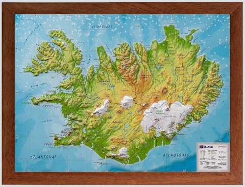 Relief Island klein 1:1.500.000 Holzrahmen - André Markgraf, Mario Engelhardt