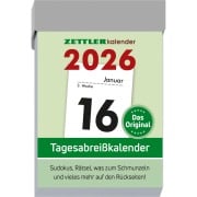 Cover-Bild zum Titel 'Tagesabreißkalender S 2026 - 4,1x5,9 cm - 1 Tag auf 1 Seite - mit Sudokus, Rezepten, Rätseln uvm. auf den Rückseiten - Bürokalender 301-0000' von ''
