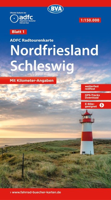BVA ADFC Radtourenkarte Nordfriesland, Schleswig 1:150.000 - 