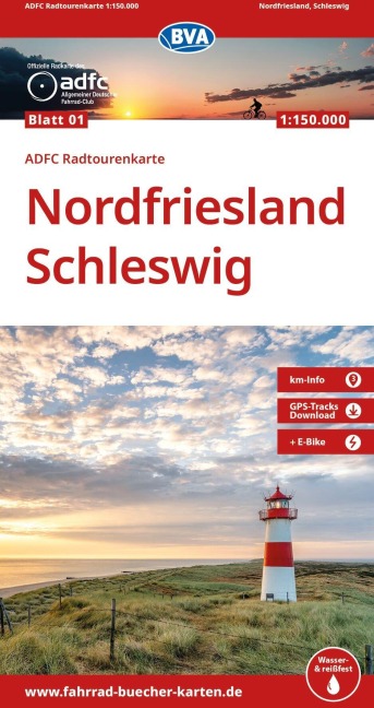 BVA ADFC Radtourenkarte Nordfriesland, Schleswig 1:150.000 - 