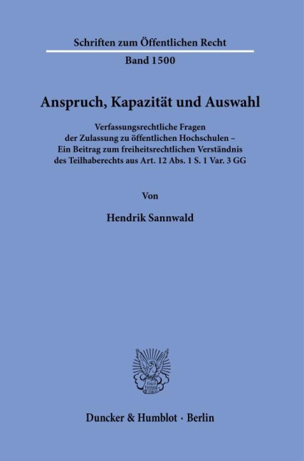 Anspruch, Kapazität und Auswahl. - Hendrik Sannwald