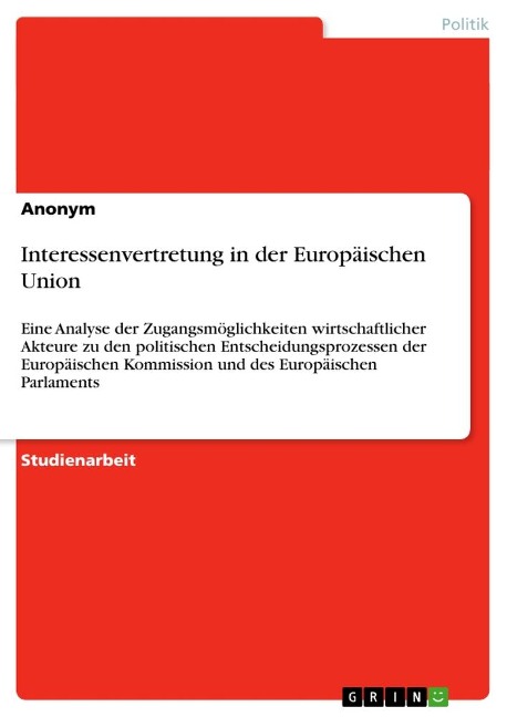 Interessenvertretung in der Europäischen Union - Anonym