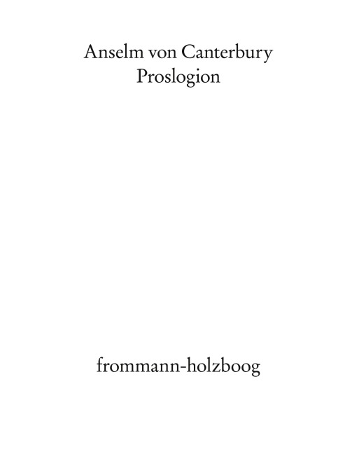 Proslogion - Anselm Von Canterbury