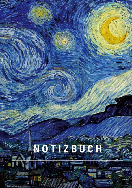 Notizbuch klein A5 Blanko - Notizheft 44 Seiten 90g/m² - Softcover Vincent van Gogh "Sternennacht" - FSC Papier - Notizbuch A5, Notebook A5, Notizheft A5