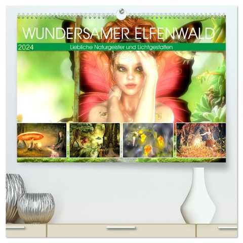 Wundersamer Elfenwald. Liebliche Naturgeister und Lichtgestalten (hochwertiger Premium Wandkalender 2024 DIN A2 quer), Kunstdruck in Hochglanz - Rose Hurley