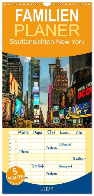 Familienplaner 2024 - Stadtansichten New York mit 5 Spalten (Wandkalender, 21 x 45 cm) CALVENDO - Dirk Meutzner