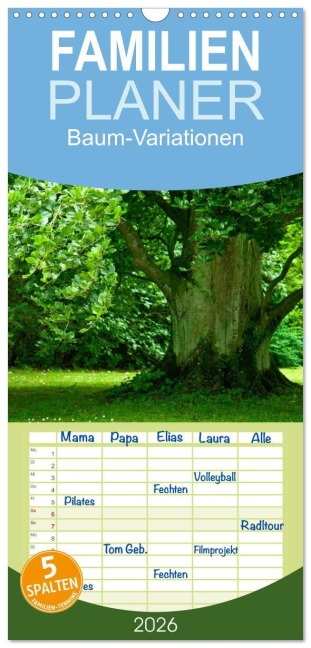 Familienplaner 2026 - Baum-Variationen mit 5 Spalten (Wandkalender, 21 x 45 cm) CALVENDO - Joachim Barig