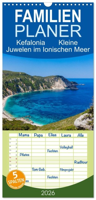 Familienplaner 2026 - Kefalonia Kleine Juwelen im Ionischen Meer mit 5 Spalten (Wandkalender, 21 x 45 cm) CALVENDO - Mike Steffl
