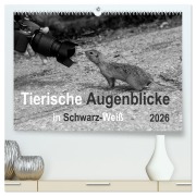 Cover-Bild zum Titel 'Tierische Augenblicke in Schwarz-Weiß (hochwertiger Premium Wandkalender 2026 DIN A2 quer), Kunstdruck in Hochglanz' von 'Marianne Drews'