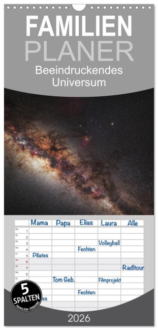 Familienplaner 2026 - Beeindruckendes Universum mit 5 Spalten (Wandkalender, 21 x 45 cm) CALVENDO - Stefan Westphal