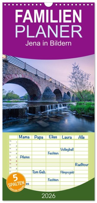 Familienplaner 2026 - Jena in Bildern mit 5 Spalten (Wandkalender, 21 x 45 cm) CALVENDO - Marcus Beckert